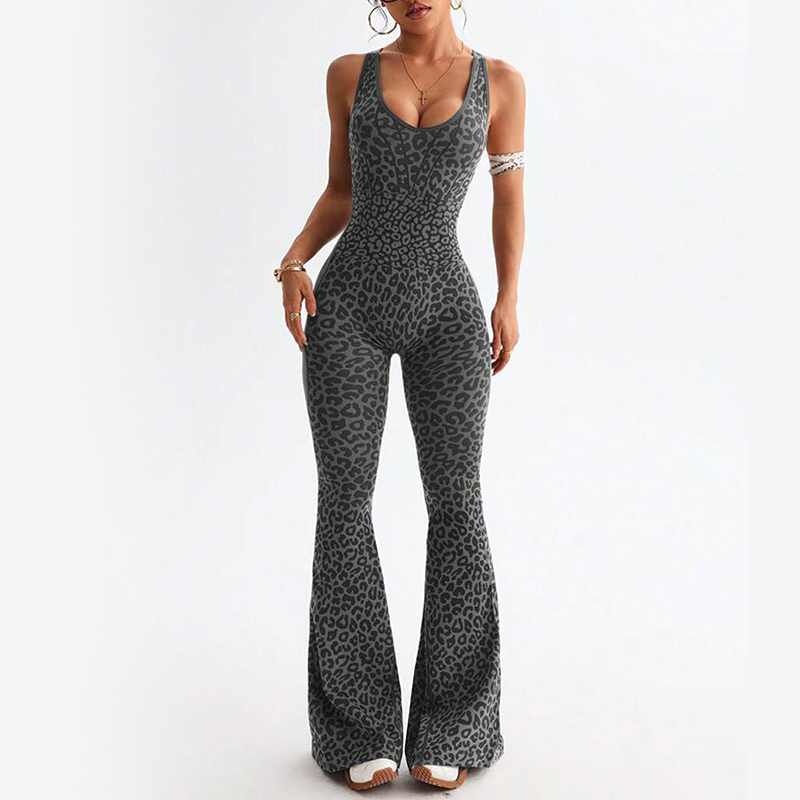 Peach Backless Yoga Jumpsuit - Quick-Drying Outdoor Fitness One Piece