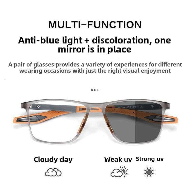 Photochromic Sports Youth College Style Anti-Blue Light Ultra-Light Eye Protection Can Be Matched With Myopia Glasses Frame
