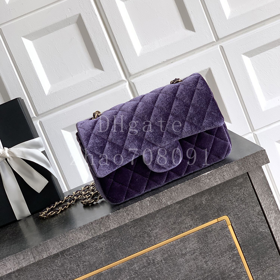 Velvet Genuine Leather Flap Bag 20CM Designer Shoulder Bag Luxury Crossbody Bag Diamond quality With box C412