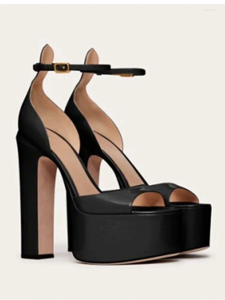 Women's Sandals Ladies' Summer round head Coarse High-heeled Fish Mouth Thick Soled Waterproof Platform Sexy Party And Wedding Shoes