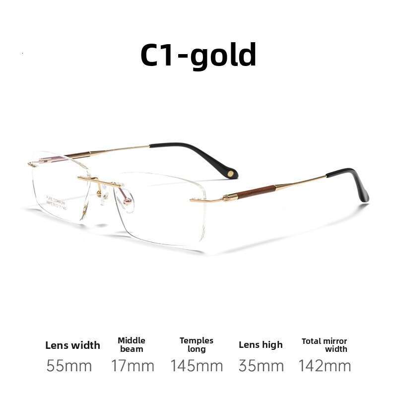 Shenzhen Full High-Quality Redwood Leg Ultra-Light Frame Business Men Rimless Pure Titanium Prescription Glasses