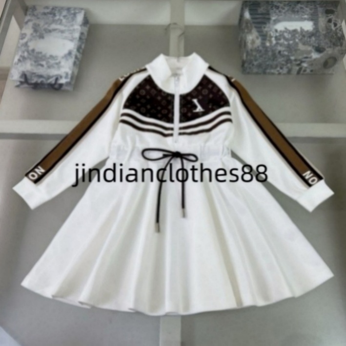 Baby Girl dress Spring Summer Children's jacquard long sleeve dress lapel girl skirt Children's party dress clothing size 100cm-160cm D54