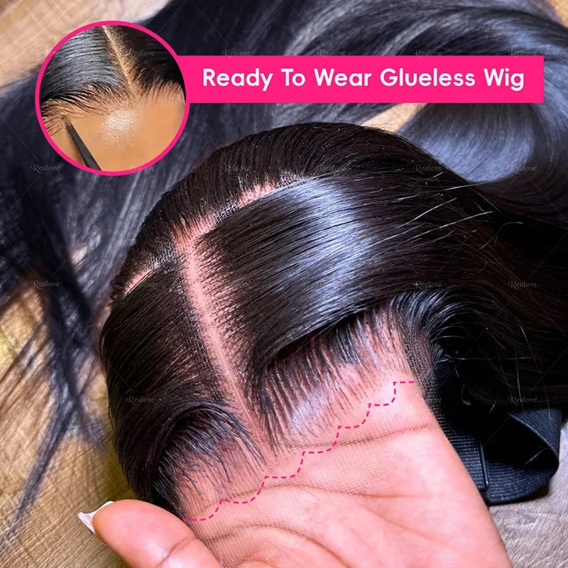Glueless Wigs Human Hair Straight 250% High Density 13x6 HD Lace Frontal Wig Put On Go Gluelesss Black Straight Lace Front Wig No Glue Lace Closure Wig Ready To Wear