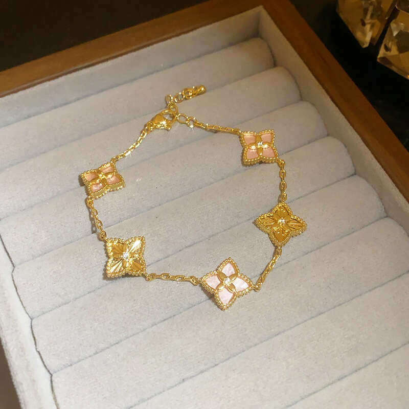 Luxury Designer For Women 4-leaf Clover Bracelet Single row tennis Chain Gold Zircon Shell Diamond Pullout High-End Versatile Commuter designer bracel - view 4