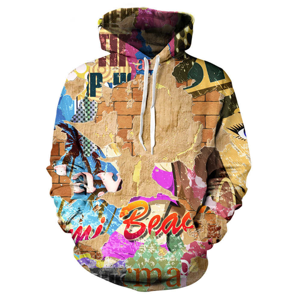 Retro Graffiti Graphic 3D Printed Zipper Hoodie Unisex Oversized Harajuku Sweater Tracksuit Jacket L251018B6DW