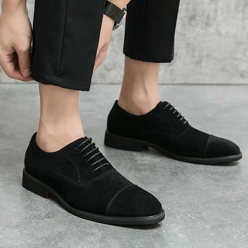 New Designer Formal Luxury Wedding Business Office Brogue Dress Mens Casual Suede Leather Black Shoes for Men LoafersXJ250827
