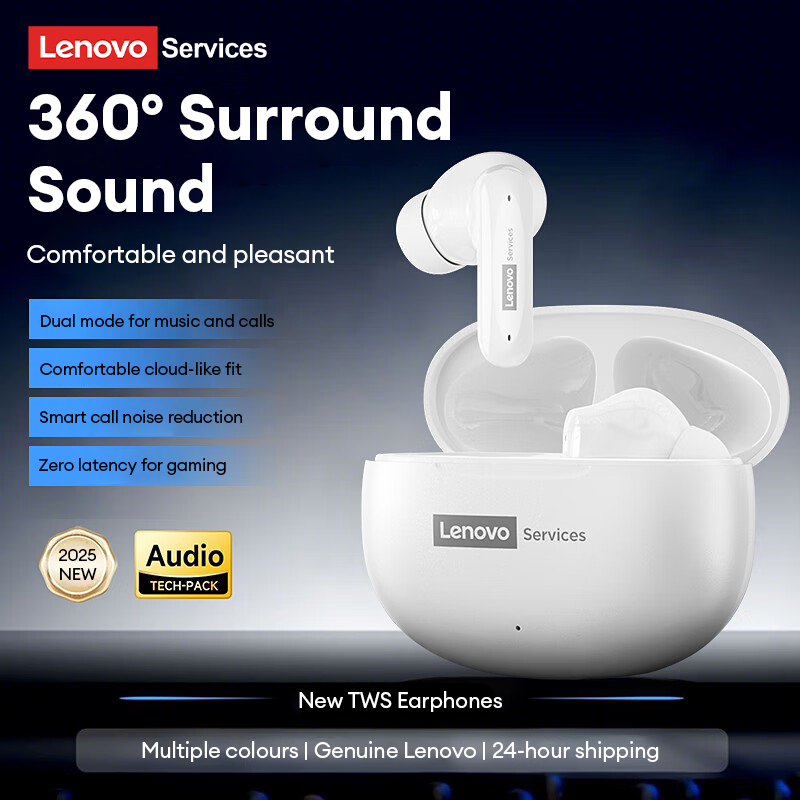 Original LenovoServices Wireless Bluetooth 6.0 Earphones Active Noise Canceling Headphone HIFI HD Call Low Latency Gaming Headset LE202