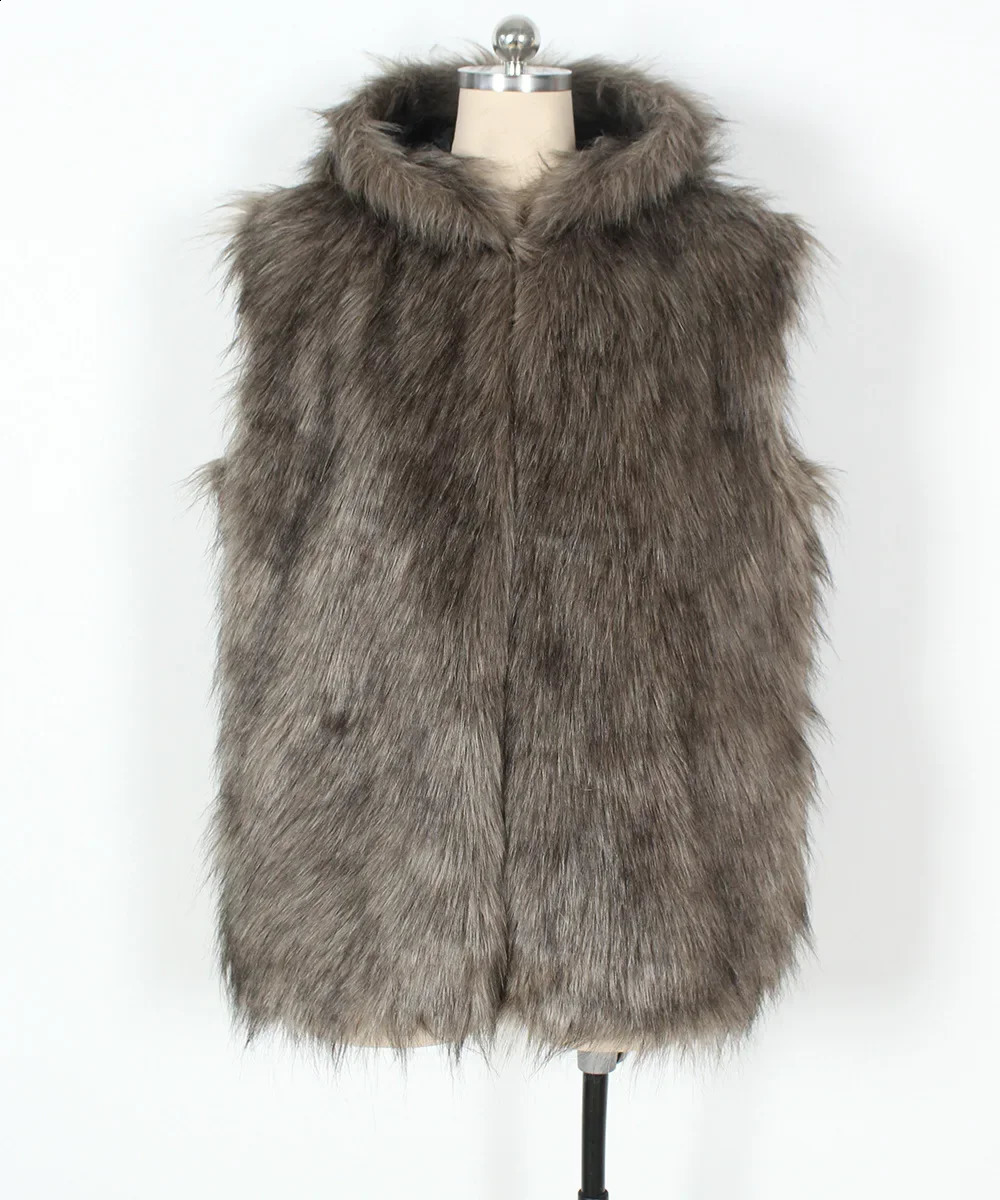 Hooded Faux Fur Coat Jacket Men Autumn Winter Mens Short Warm Vest Coats Thick Pockets 2025 Long Sleeve Mom Y2k Jackets 250826