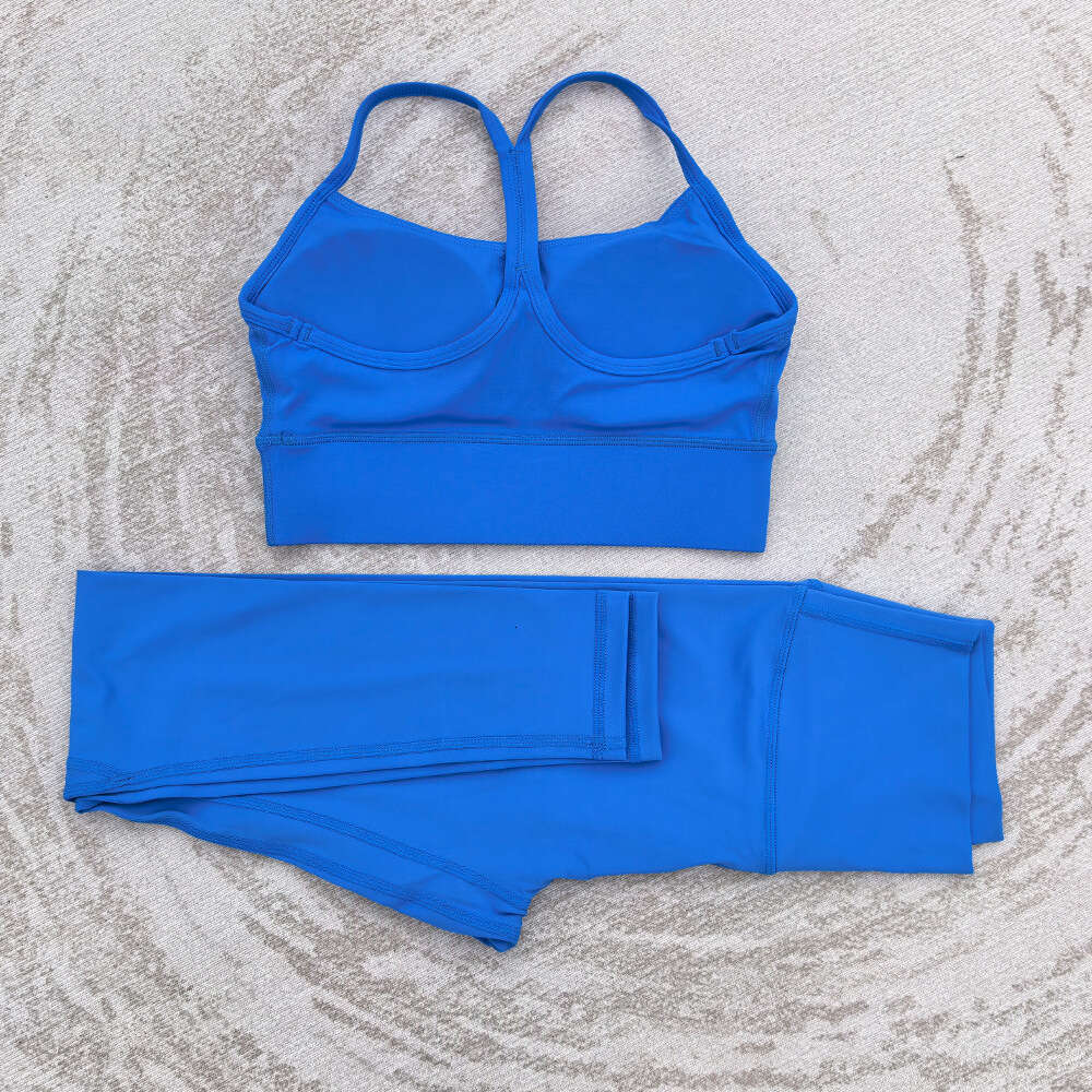 Brushed Tight-Fitting Back Yoga Elastic High-Waist Outfit for Women Outdoor Running Fitness Sports Set