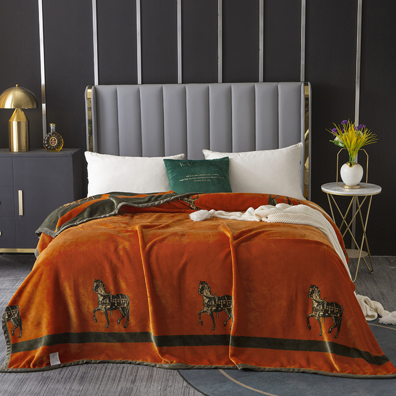 Light Luxury Series Double Layer AB Version Cloud Mink Milk Composite Lunch Break Cover Coral Velvet Air Conditioning Blanket ddmythur