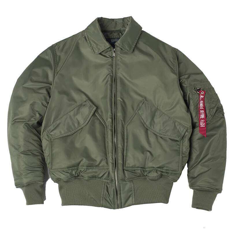 High Quality Thick Nylon Mens Bomber Winter Green Black Padded Pilot Flight Jacket Windproof