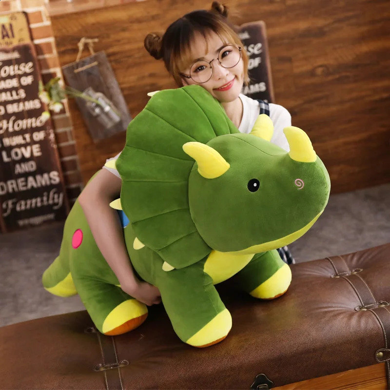 Creative Big Plush Soft Triceratops Stegosaurus Plush Toy Dinosaur Doll Stuffed Toy Kids Dinosaurs Toy Birthday Gifts 250827