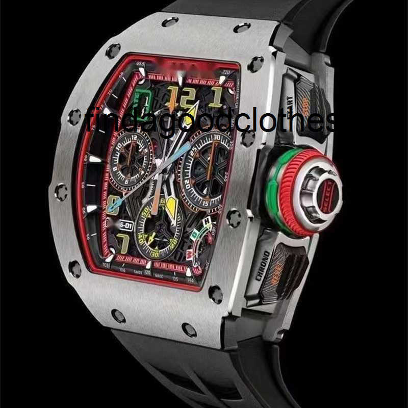 Brand Men's 65-01 Series Watch Carbon Fiber Multifunctional Timer Sports Leisure Barrel-shaped Large Dial Automatic Skeleton Mechanical Watch Rmac4 Movement