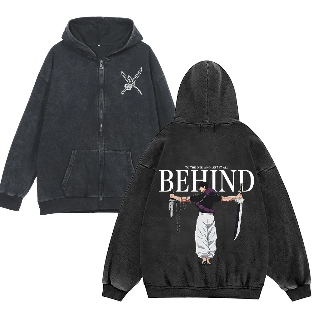 Jujutsu Kaisen Anime Zip Up Hoodies for Men Women 100Cotton Toji Print Gothic Harajuku Zipper Sweatshirts Casual Manga Pullover 250818