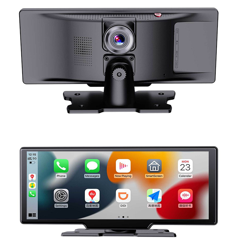 10.26 Inch Car Audio 4K Dash Cam Carplay & Android Auto Wireless Portable Carplay Screen for Car Car Stereo With Touch Screen, Backup Camera,64GB Card