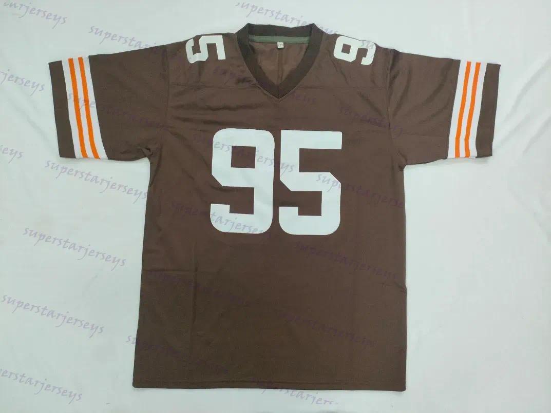 Personalized Football Jersey Shedeur Sanders Myles Garrett Joe Flacco Jim Brown Nick Chubb Jerome Ford Jerry Jeudy Grant Delpit Denzel Ward Embroidere