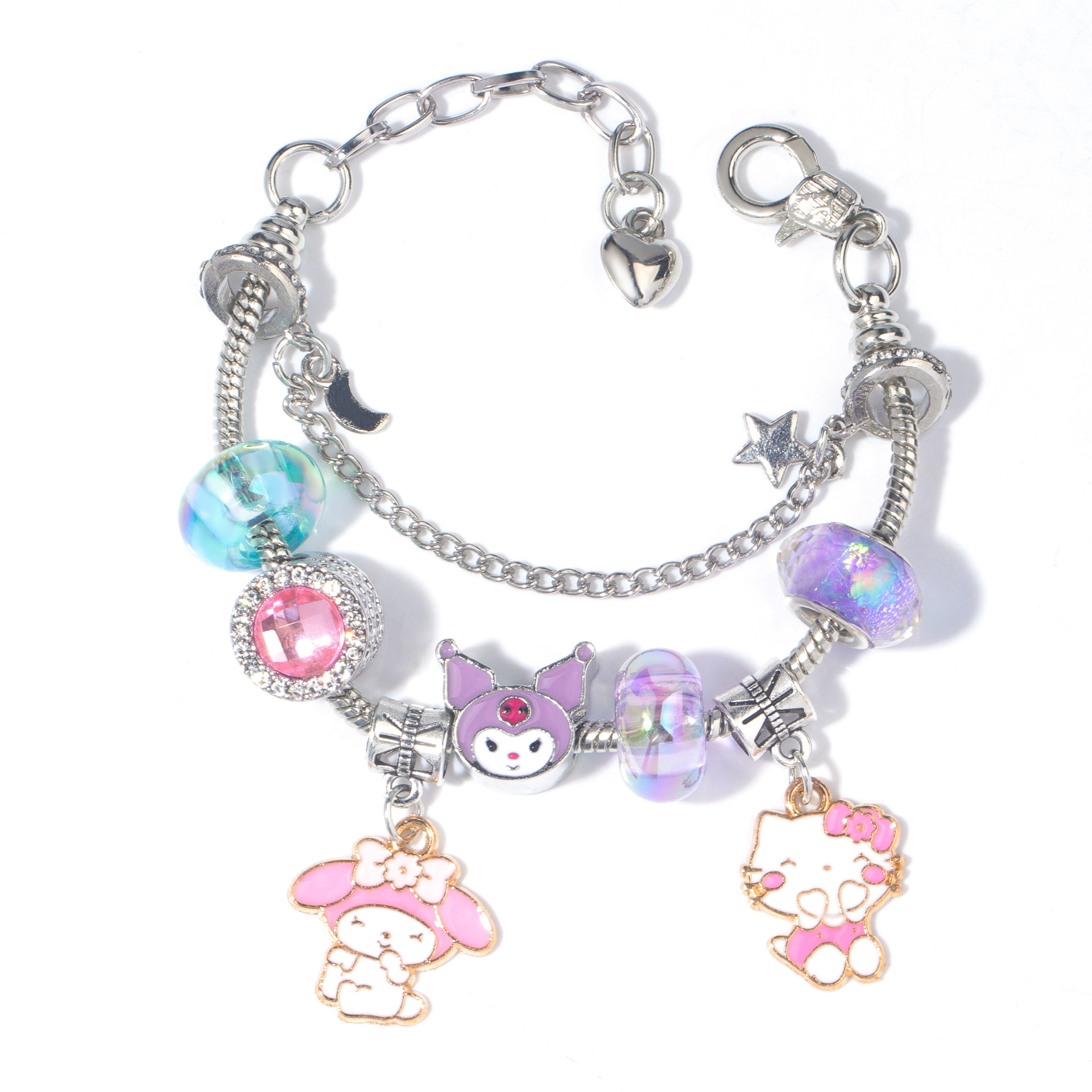 Handmade Designer Jewelry Beaded Bracelet with Cartoon Kuromi Labubu Charms - Trendy Kawaii Accessories for Fashion - Loving Women My Melody Cinnamoro