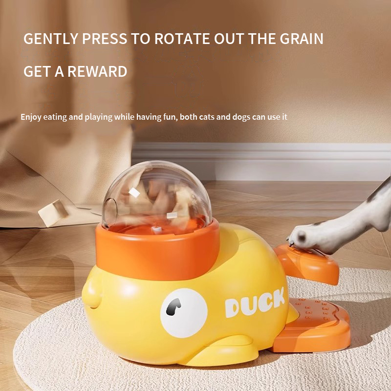 Little yellow duck dispenser freeze-dried launch leakage food kitten dog self fun relief feeding device pet toy
