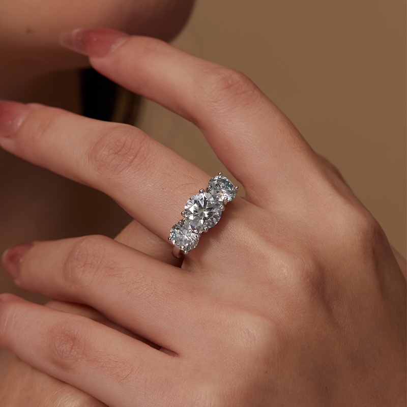 MT 4/2CT Moissanite Ring for Women Sparkling Lab Grown Diamond Wedding Band S925 Solid Silver Jewelry whit GRA Certificate Wholesale