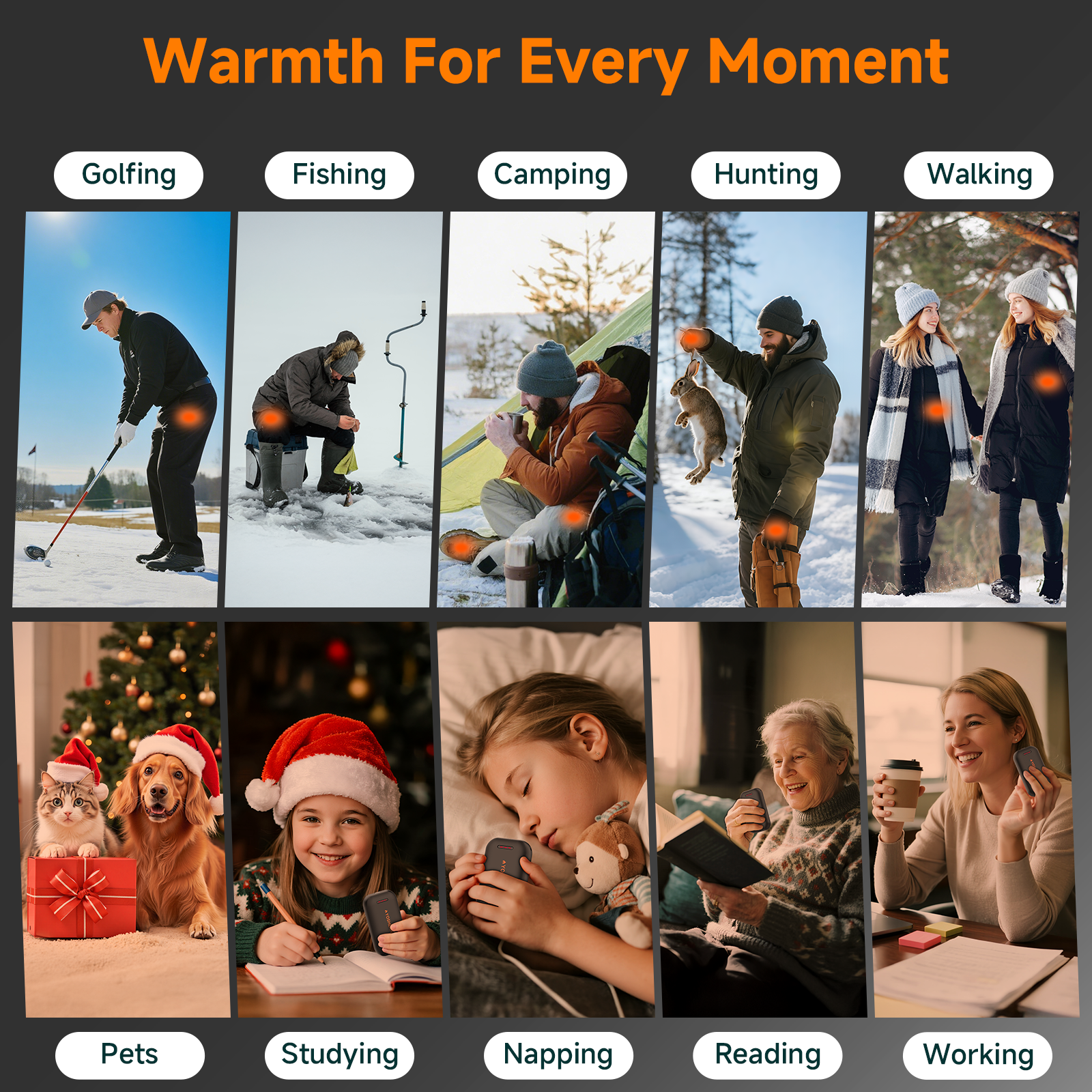 USB Rechargeable Hand Warmer, Portable Fast Heating Pocket Hand Warmer with Auto Shut-Off, Mini Warmers for Kids Women Men in Outdoor Winter