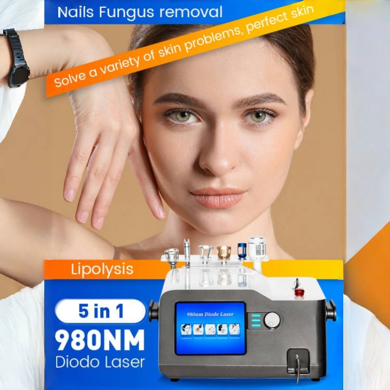 The best 5-in-1 980 nm diode laser blood vessel remover can remove spider vein nail fungi,eczema herpes and rejuvenate the skin
