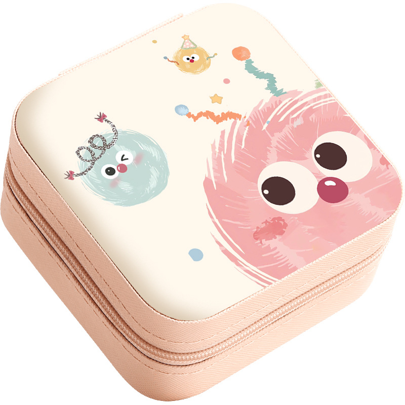 Popular fashion cartoon pattern jewelry storage box, earrings, rings and necklaces digital printing jewelry box, creative cute small portable travel j
