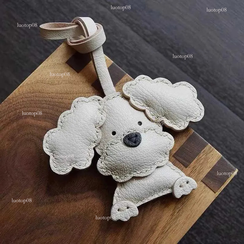 Hot Handmade Leather Sheepskin Teddy Dog Schnauzer Bag Pendant Keychain Handbag Girls Birthday Gift ly Z250801