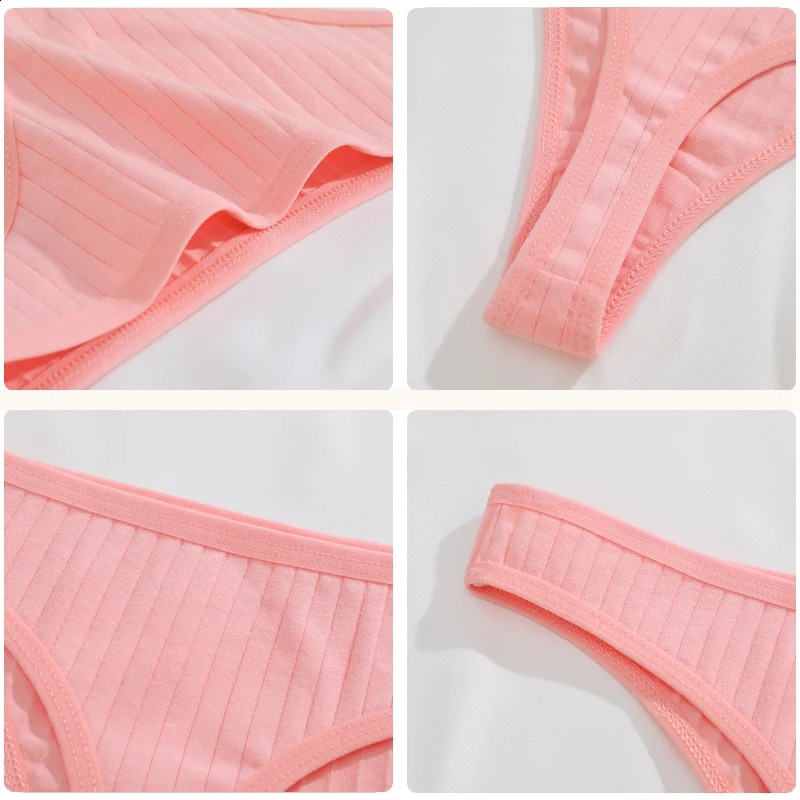 8Pcs/Set Cotton Seamless Thongs For Women Sexy Low Rise Solid Color Breathable Pantys Female Comfortable Soft GString Underpant250826