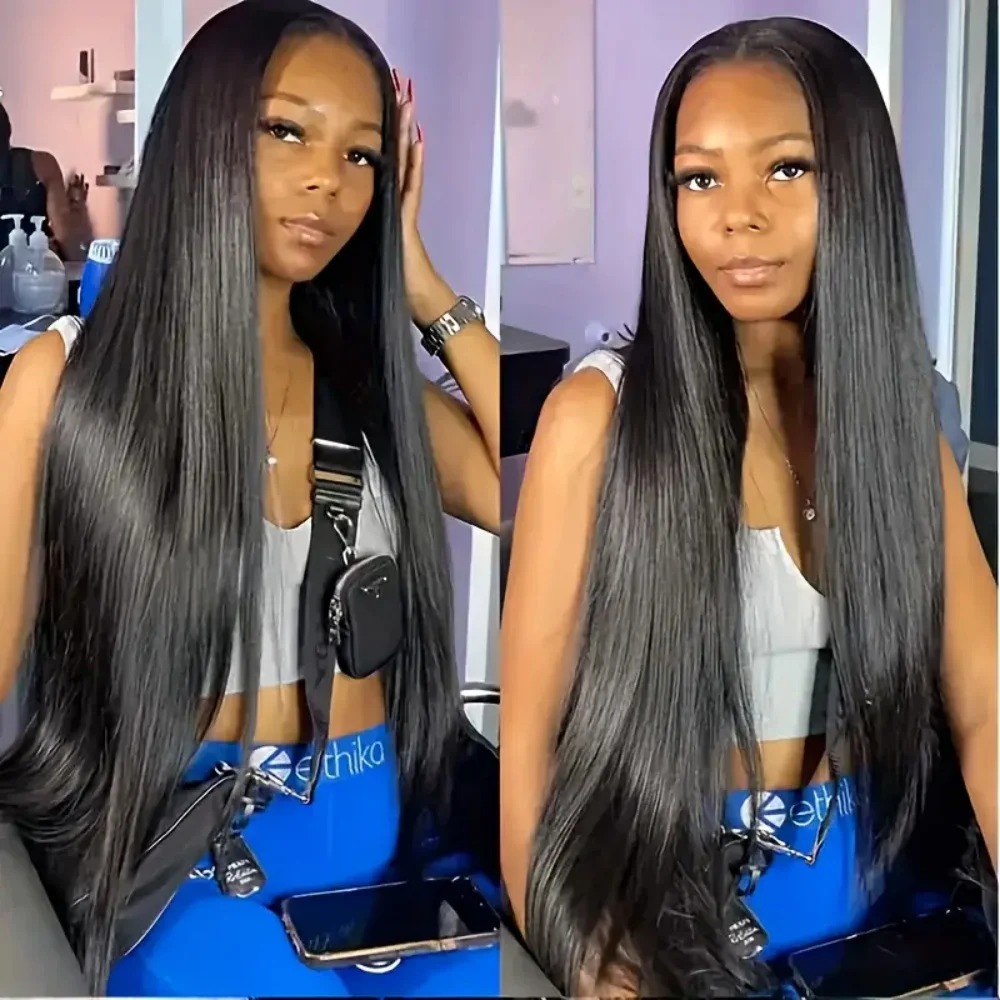 Glueless Wigs Human Hair Straight 250% High Density 13x6 HD Lace Frontal Wig Put On Go Gluelesss Black Straight Lace Front Wig No Glue Lace Closure Wi
