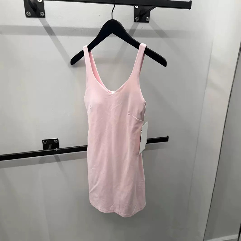 Tennis Dress One-piece Lined Yoga Fitness breathable Anti-slip Casual Golf Sports Gym skirt with Short sets 104