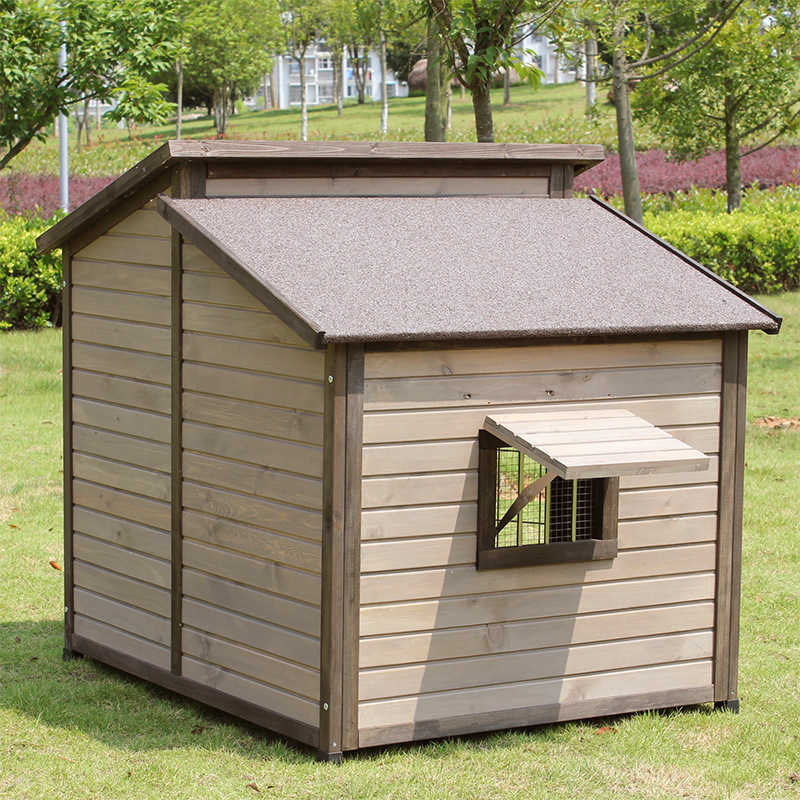 Outdoor solid wood dog house with double roof, outdoor dog kennel, rainproof golden retriever cage, universal dog house, villa-sized large dog shelter