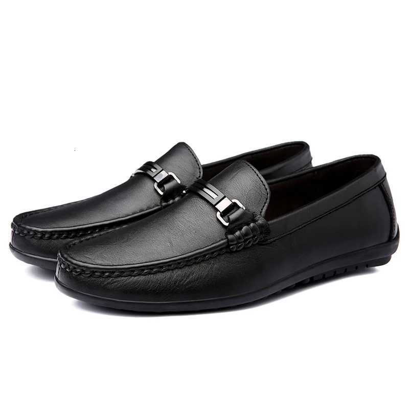 Loafers Men Slip Casual Leather Shoes for Men Black Brown Fi Trendy Italian Luxury Designer Brand LoaferXJ250827