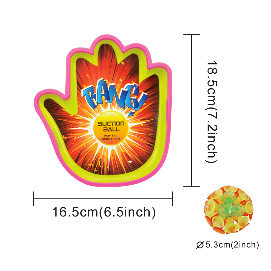 Colorful Kids' Suction Cup Paddle Ball Set - Orange and Green Palm-shaped Paddles with Bouncing Ball