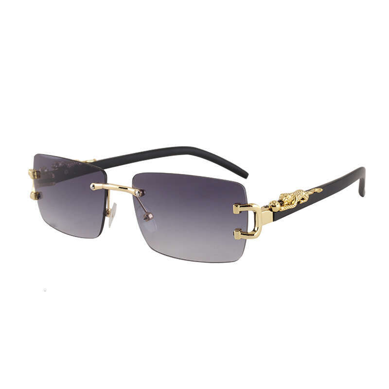 New Frameless Sunglasses with Cut Edge, Unique Leopard Temple, UV Protection Sunglasses, Trendy