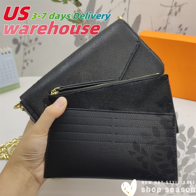 Fashion Luxury Designer Bag Bags Purse Crossbody Chain Bag 3pcs Womens Wallet Handbags Card Holder Handbag Mini Wallet Corn Purses with Two Removable Pockets