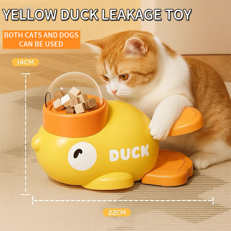 Little yellow duck dispenser freeze-dried launch leakage food kitten dog self fun relief feeding device pet toy