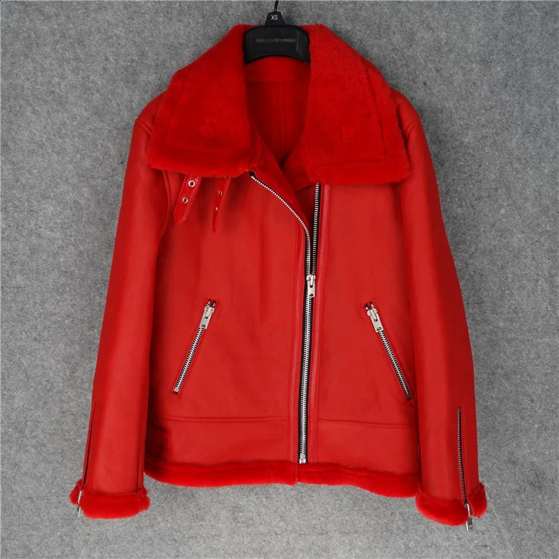 CC SHop Genuine leather jacket with furWinter warm women 100 shearling coatStreet sheepskin wool jackets 250826