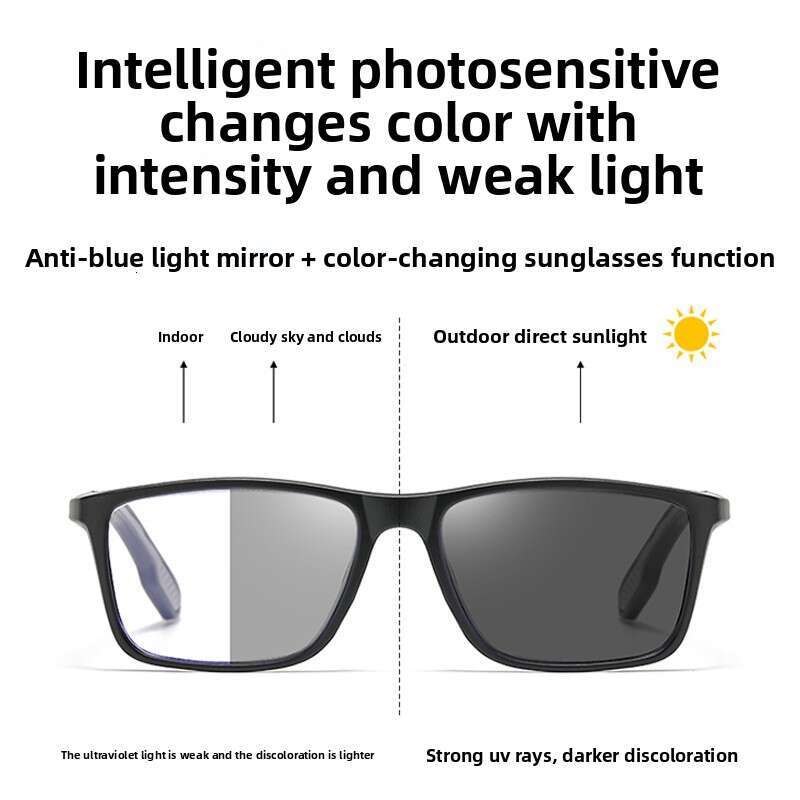 Photochromic Multifocal for Men Women Silicone Sports Anti-Slip Indoor and Outdoor Dual-Use Anti-Blue Light Reading Glasses