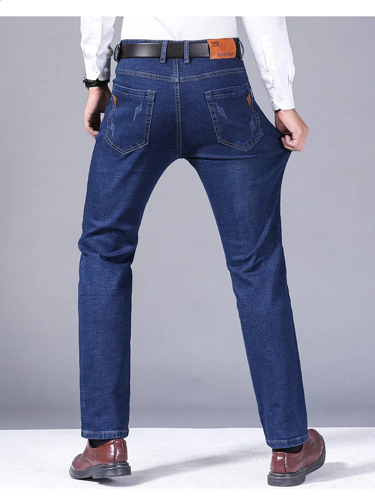 Men Fashion Straight Jeans Men Stretch Slim Fit Pants Comfortable Soft Business Denim Trousers Male Clothing 250827