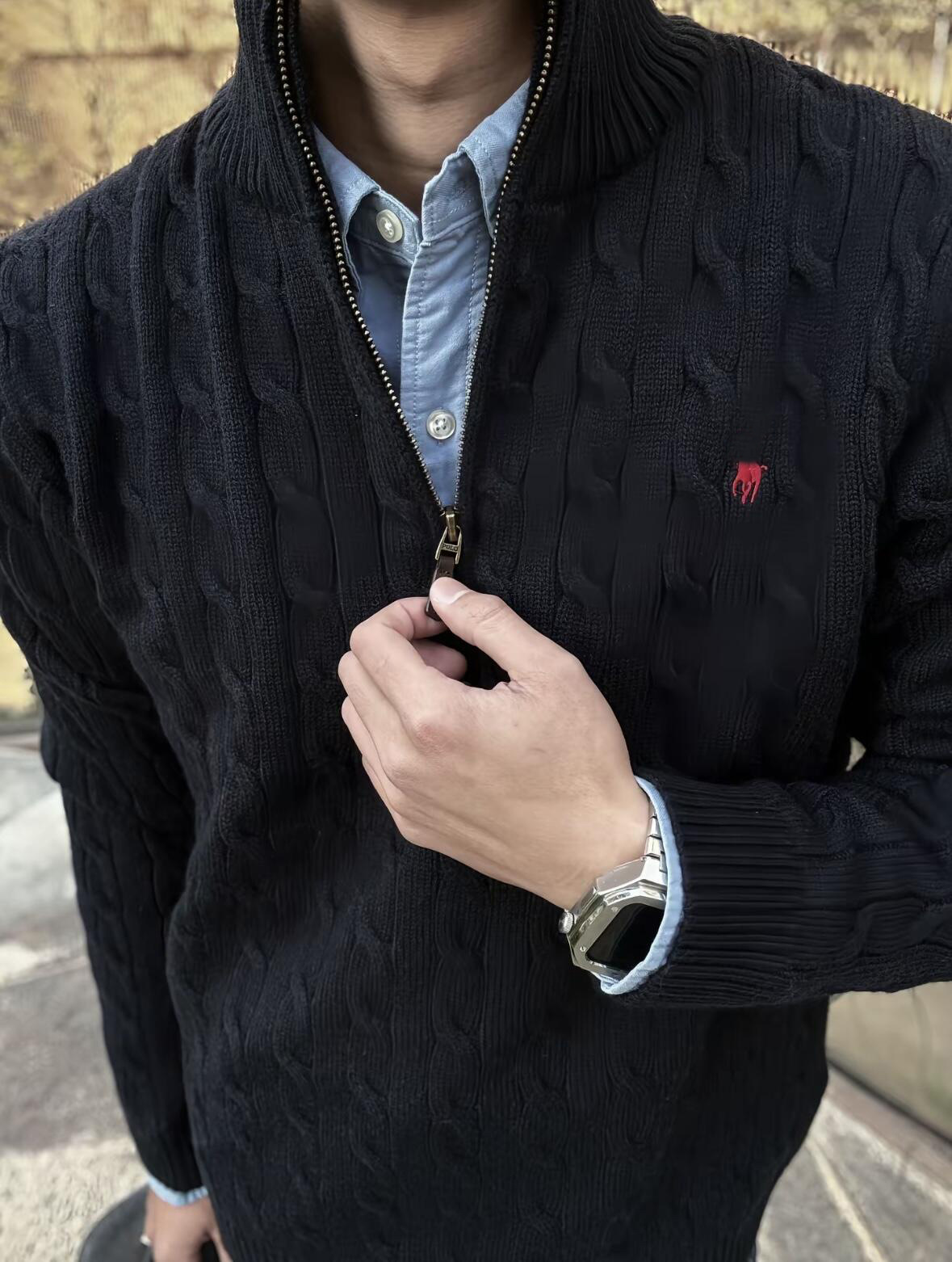 Men's Sweaters Designers Sweater Pull Fashion Ralphlie Men Women Tops Casual Letter Horse Embroidery Knit Warm Quarter Half Zip Up High