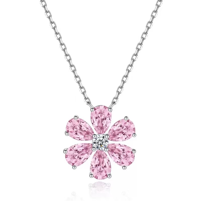 silver sun flower sunflower designer pendant necklace for women luxury top grade short chain choker necklaces pink blue white crystal choker jewelry