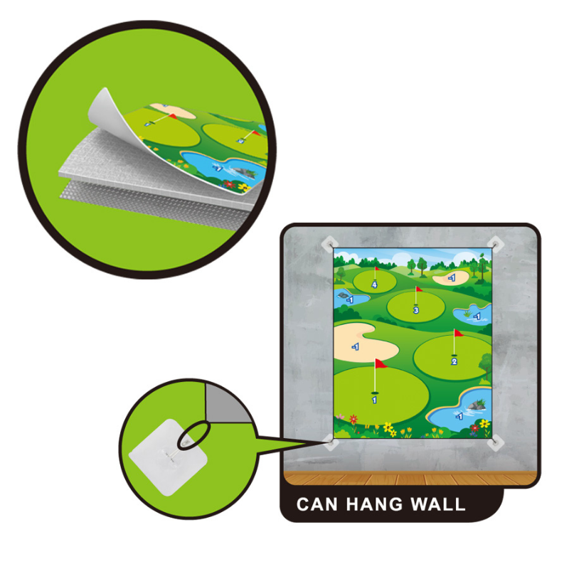 Kids' Backyard Golf Practice Play Mat - Realistic - looking Course Design with Fun Elements for Indoor and Outdoor Play