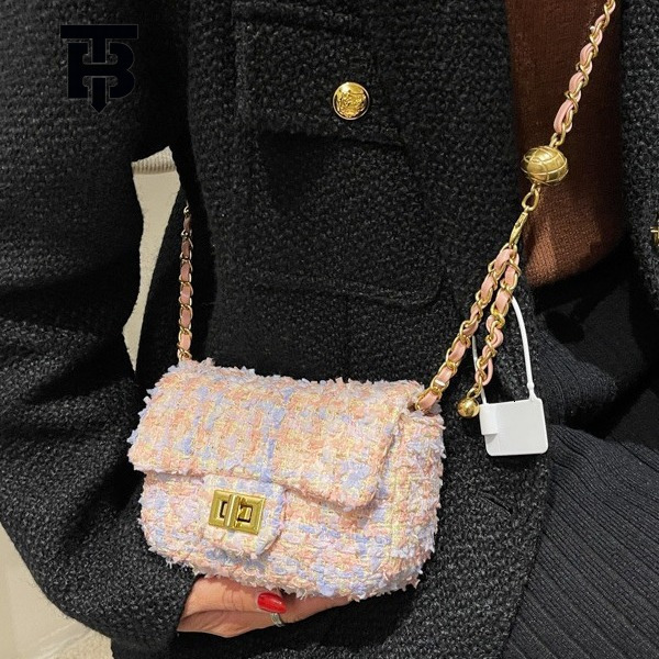 TB BHULAMTE Designer Luxury Women's New Small Fragrant Wind Bag Handbag Mini Fashion Cotton And Hemp Crossbody Bag Small Bag Cute Shoulder Bag