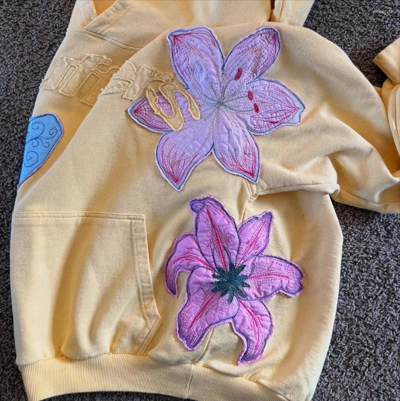 Men's Hoodies Fashion Pattern Splicing Sports Jacket American Street Hip Hop High Quality Hoodie Retro Solid Color