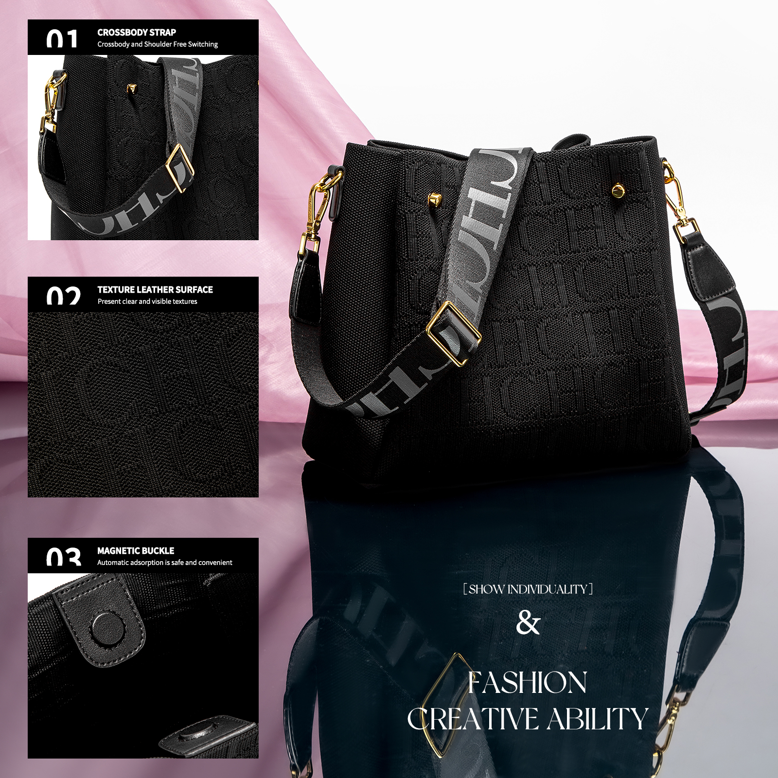 CHCH Fashion Party Multifunctional Occasion Handbag Classic Retro New Solid Color Letter Design Women's Shoulder Bag