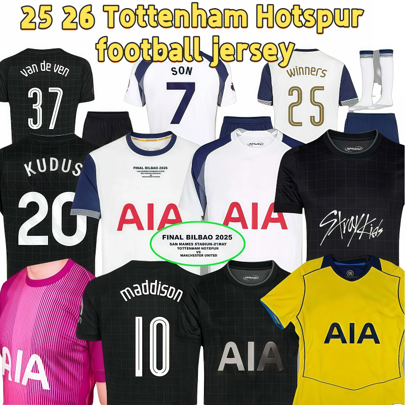 2025 2026 Tottenham football shirt Maddison Romero van de Ven Kudus Kulusevski Richarlison Palhinha Porro Johnson Home Away Soccer Jersey Men kids Kit