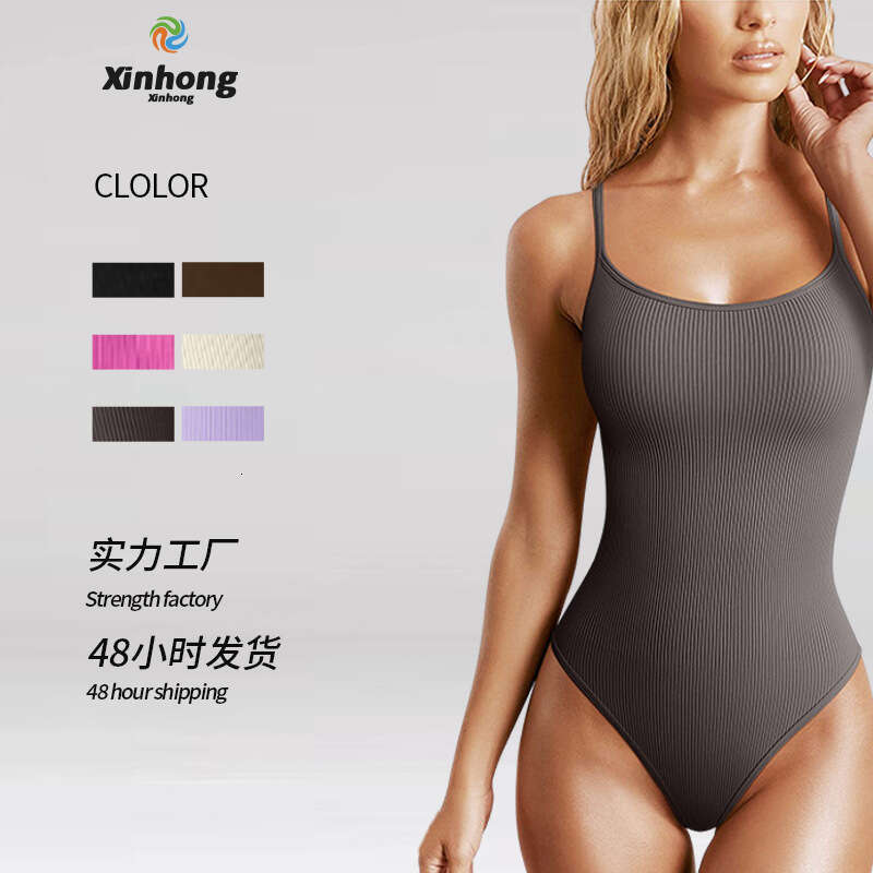 Butt-Lifting Shapewear Bodysuit Sports Fitness Sleeveless Tank Top Camisole Triangle One-Piece Yoga Suit for Women