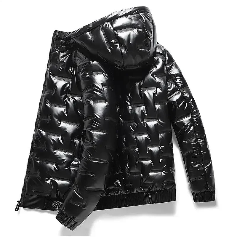Parkas Glossy Male Padded Coats Hooded Male Down Jacket Korean Clothing Padding Outerwears in External Clothes 250827