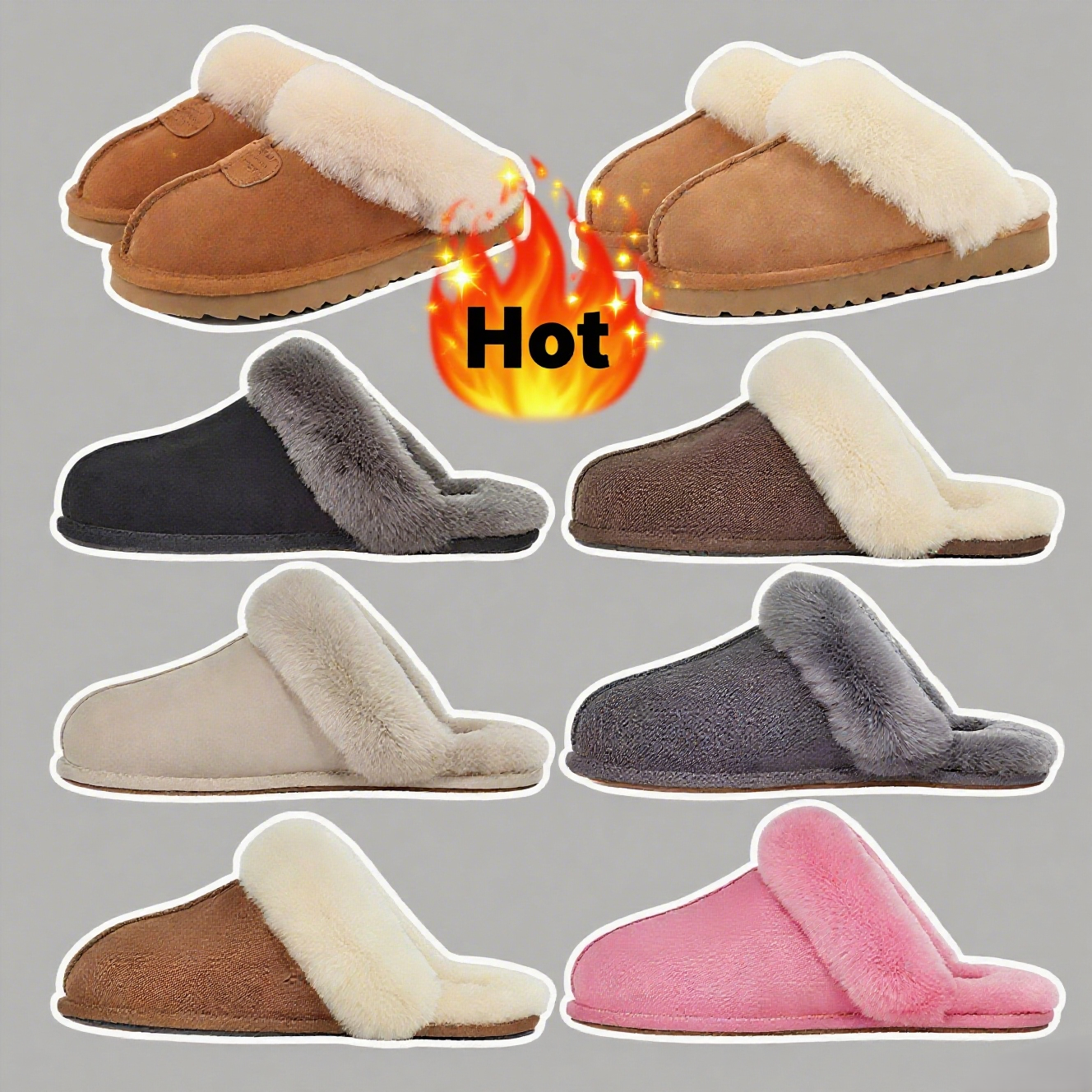 designer Tazz Womens tasman mini scuffette boot slides slipper mens Chestnut Fur Furry Shearling Mules Platform boots Slip-on fluffy Suede Upper Comfort Winter Home