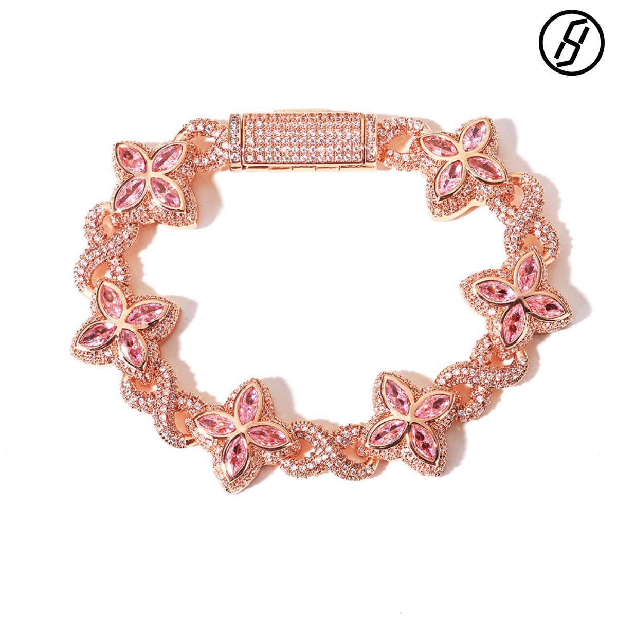Hip-hop Four-leaf Clover Zircon Cuba Bracelet 8-character Chain Original Jewelry Wholesale Fast Delivery Z260313